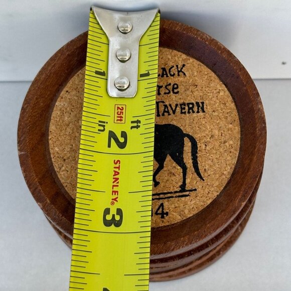 Vintage Set of Six The Black Horse Tavern 1794 Collection Coaster Brown Size 3x3 - Picture 3 of 7